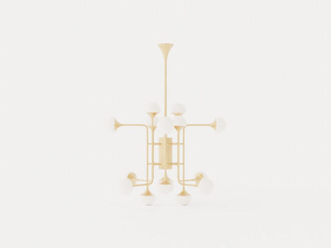Fleming Chandelier - Gold - o93 H80 3D Модель