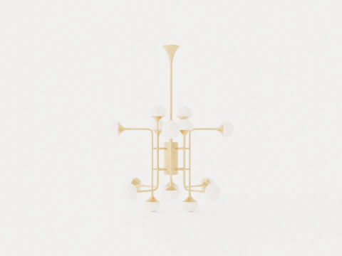 Fleming Chandelier - Gold - o93 H80 3D Model