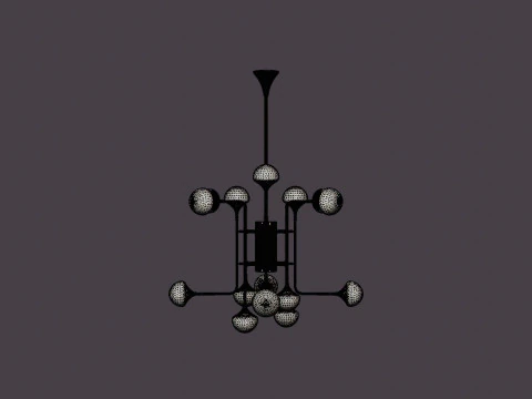 Fleming Chandelier - Gold - o93 H80 3D Model