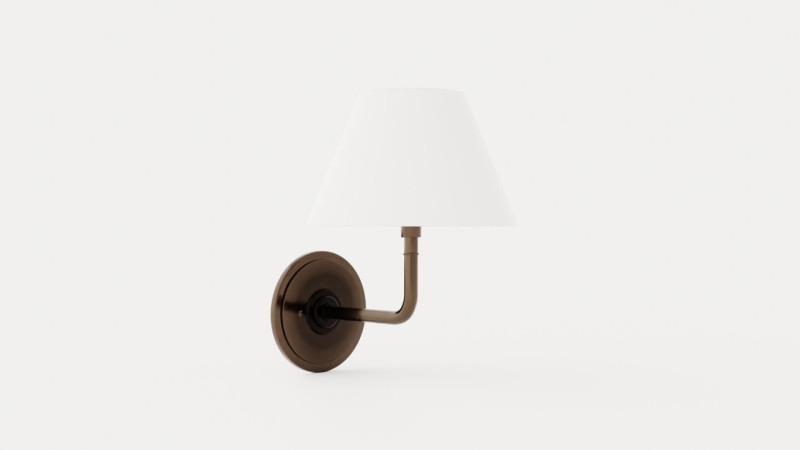 Signature No1 Wall Lamp - Rustic Bronze - White Lampshade Model 3D .c4d .max .obj .3ds .fbx .stl .blend