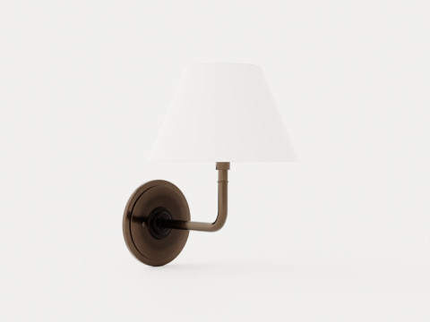 Signature No1 Wall Lamp - Rustic Bronze - White Lampshade Modello 3D