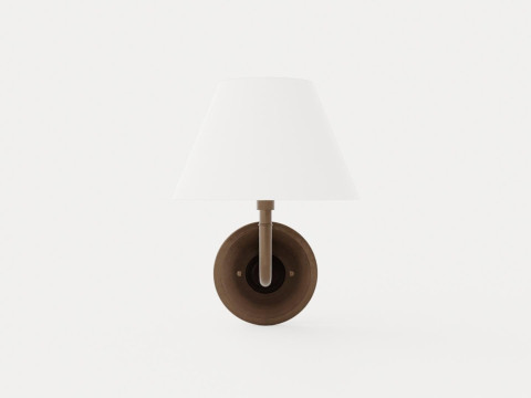 Signature No1 Wall Lamp - Rustic Bronze - White Lampshade Model 3D