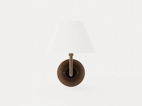Signature No1 Wall Lamp - Rustic Bronze - White Lampshade 3D Model