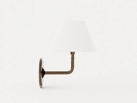 Signature No1 Wall Lamp - Rustic Bronze - White Lampshade Model 3D