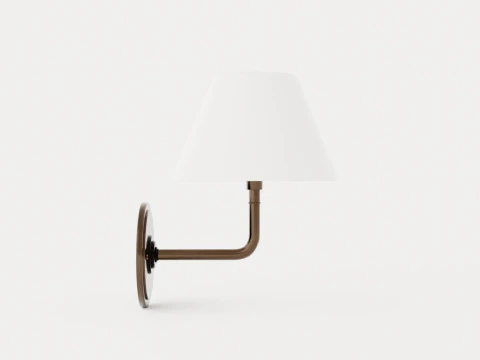 Signature No1 Wall Lamp - Rustic Bronze - White Lampshade 3D Model
