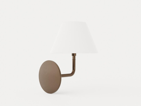 Signature No1 Wall Lamp - Rustic Bronze - White Lampshade Model 3D