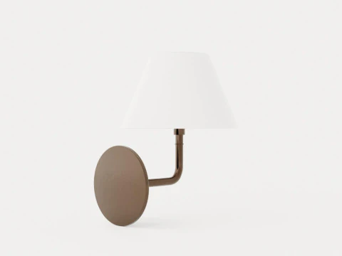 Signature No1 Wall Lamp - Rustic Bronze - White Lampshade 3D Model