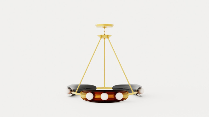 Hopper Chandelier - Vintage Brass 9 light sources 3D Model .c4d .max .obj .3ds .fbx .stl .blend 