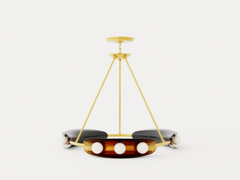 Hopper Chandelier - Vintage Brass 9 light sources 3D Модель