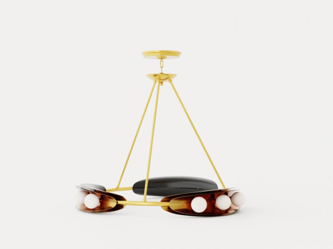 Hopper Chandelier - Vintage Brass 9 light sources 3D Model