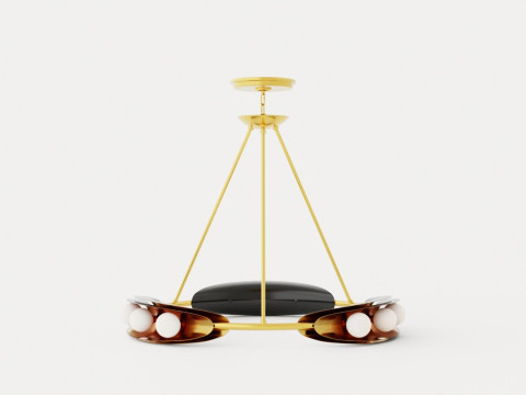 Hopper Chandelier - Vintage Brass 9 light sources 3D Model