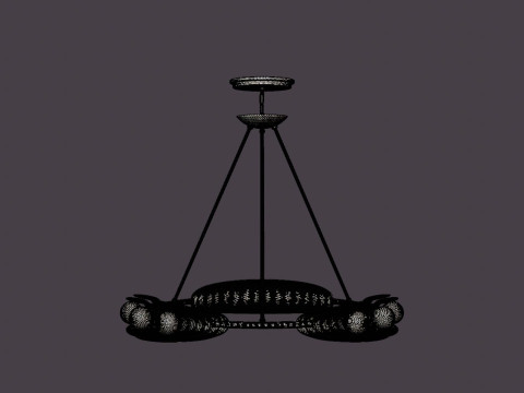 Hopper Chandelier - Vintage Brass 9 light sources 3D Model