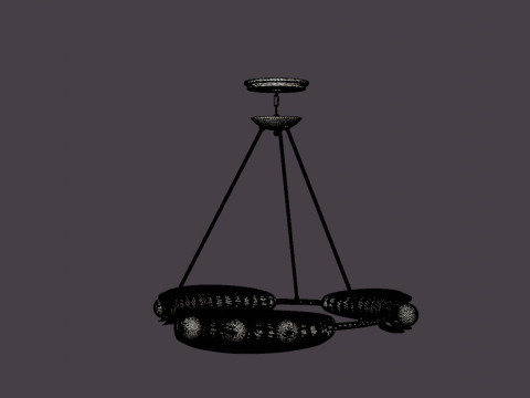 Hopper Chandelier - Vintage Brass 9 light sources 3D Model