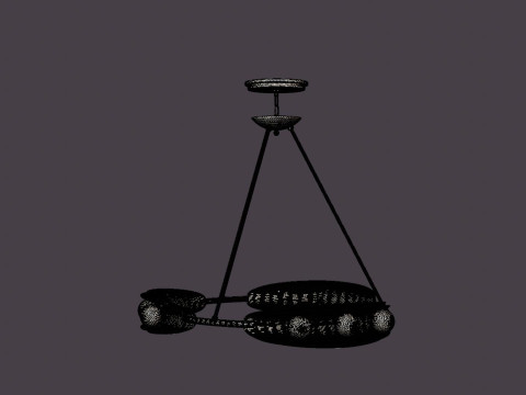 Hopper Chandelier - Vintage Brass 9 light sources 3D Model