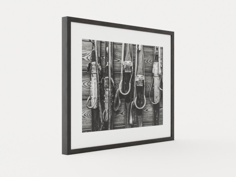 Fathers ski - 80 x 100 - Black and white photograph printed on photo paper 3D Model