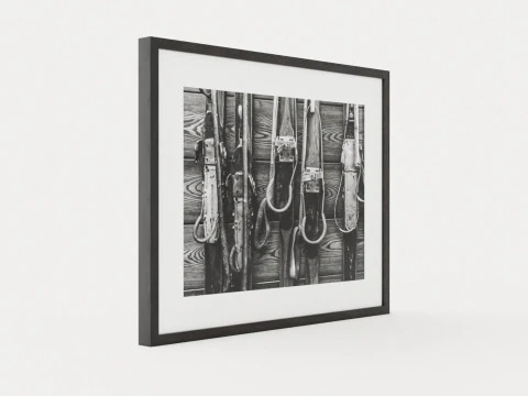 Fathers ski - 80 x 100 - Black and white photograph printed on photo paper 3D Model