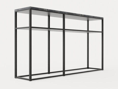 Midtown console table with shelf gray marble 3D Model