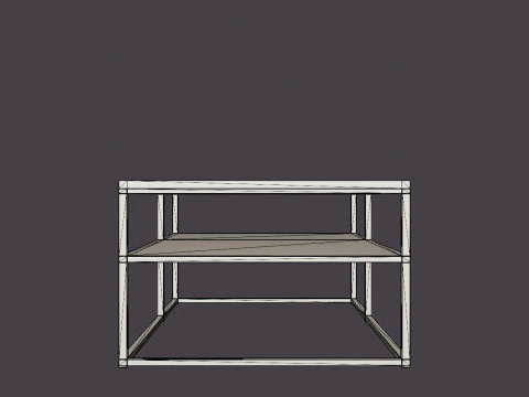Midtown coffee table with shelf Grey 3D Model