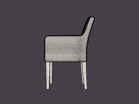 Kursi makan Como dengan sandaran tangan berwarna hitam Model 3D