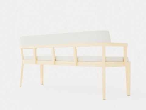North dining sofa white oiled 3D Model