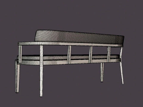 North dining sofa white oiled 3D Model