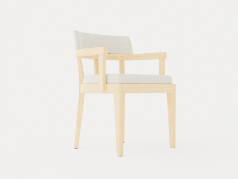 North dining chair white oiled oak 3D Model