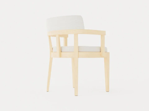 North dining chair white oiled oak 3D Model