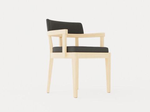 North dining chair white oiled oak 3D Model