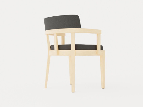North dining chair white oiled oak Model 3D