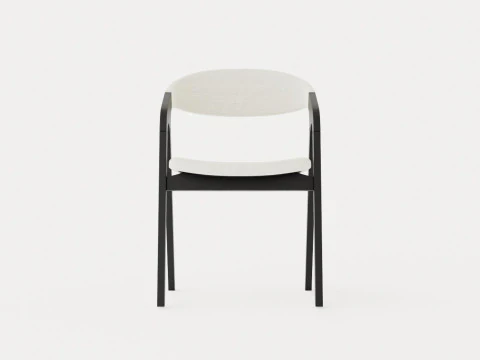 Oakland dining chair with armrests black 3D Model