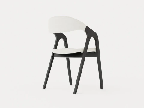 Oakland dining chair with armrests black 3D Model