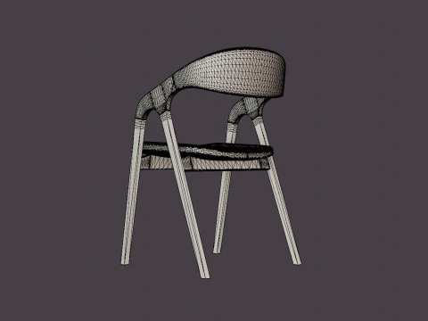 Oakland dining chair with armrests black 3D Model