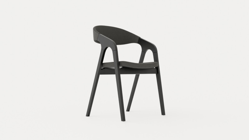 Oakland dining chair with armrests black 3D Model .c4d .max .obj .3ds .fbx .stl .blend