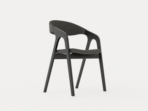 Oakland dining chair with armrests black 3D Model