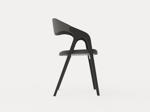 Oakland dining chair with armrests black 3D Model