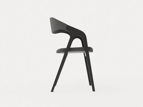 Oakland dining chair with armrests black 3D Model