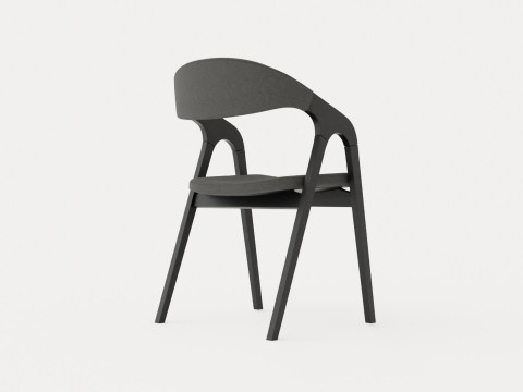 Oakland dining chair with armrests black 3D Model