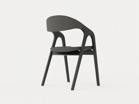 Oakland dining chair with armrests black 3D Model