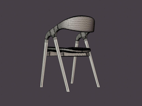 Oakland dining chair with armrests black 3D Model