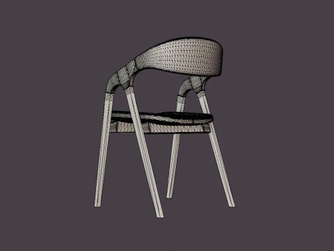 Oakland dining chair with armrests black 3D Model