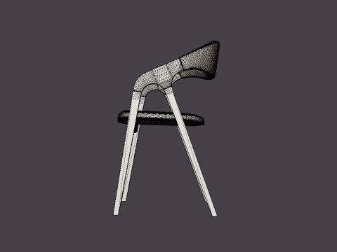 Oakland dining chair with armrests black 3D Model