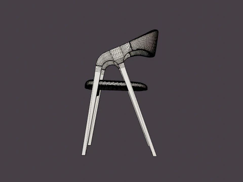 Oakland dining chair with armrests black 3D Model