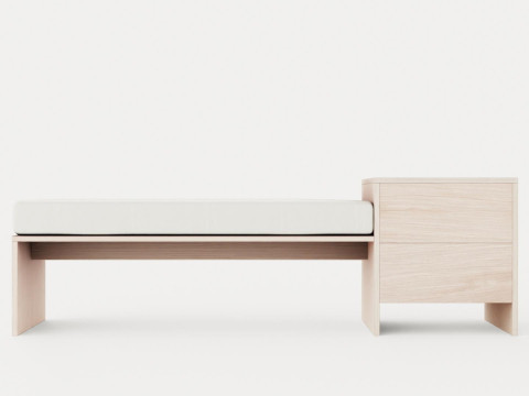 William bench right drawer white oiled Modelo 3D