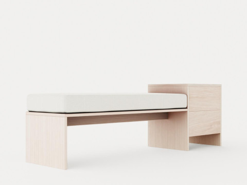 William bench right drawer white oiled Modello 3D