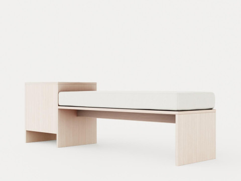 William bench right drawer white oiled Modello 3D