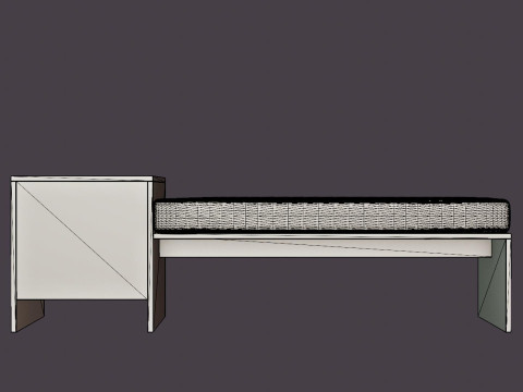 William bench right drawer white oiled Modello 3D