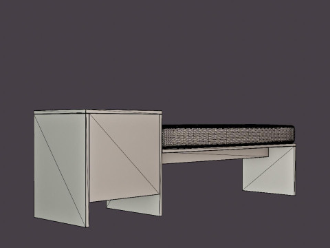 William bench right drawer white oiled Modello 3D