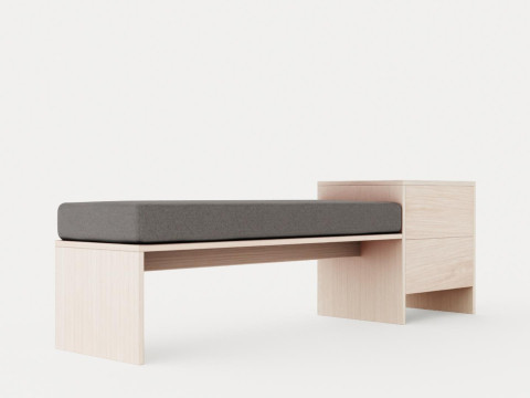 William bench right drawer white oiled 3D Модель