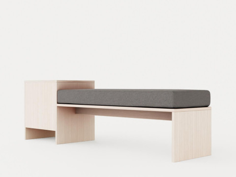 William bench right drawer white oiled 3D Модель