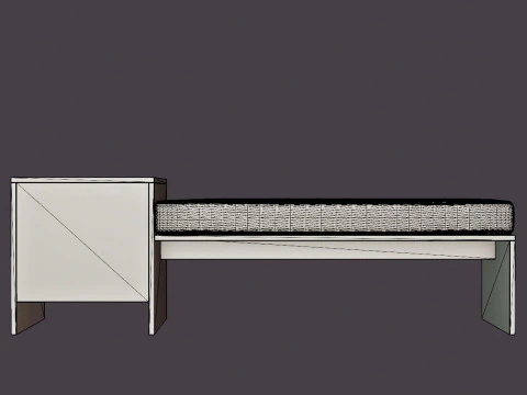 William bench right drawer white oiled 3D Model